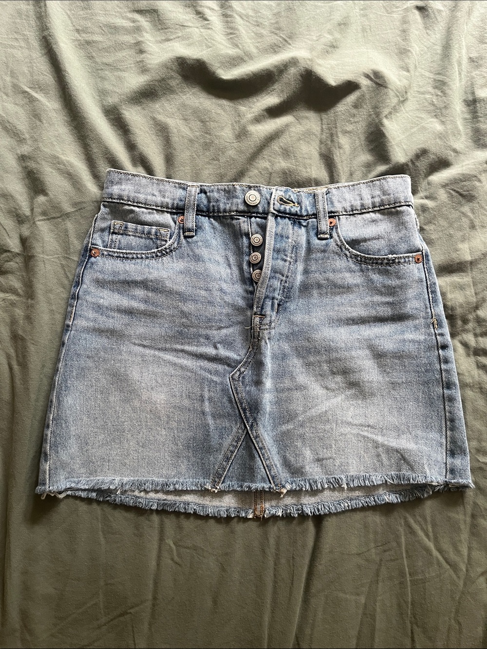 Aeropostale Light Blue Denim Skirt with Button Front
